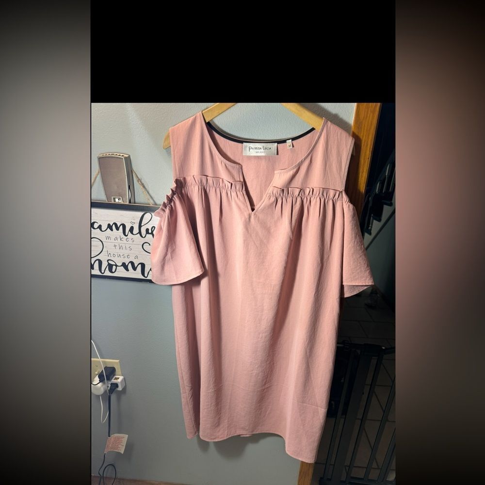 Patrizia Luca Cold Shoulder Ruffle Dress Size Medium - Picture 4 of 13